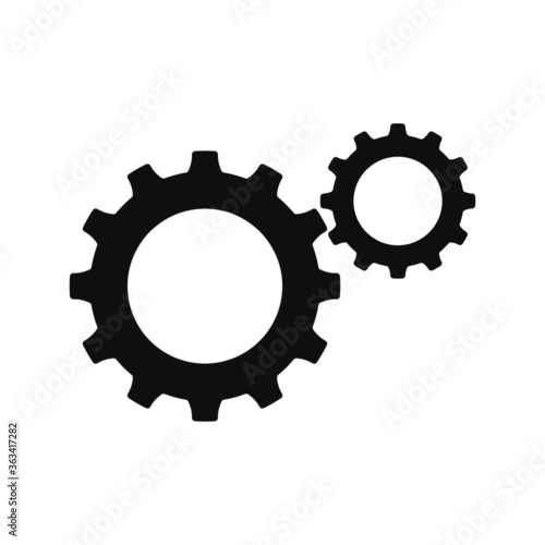 Gear icon flat design. Metal gears and cogs vector. Mechanism wheels symbol. Cogwheel template