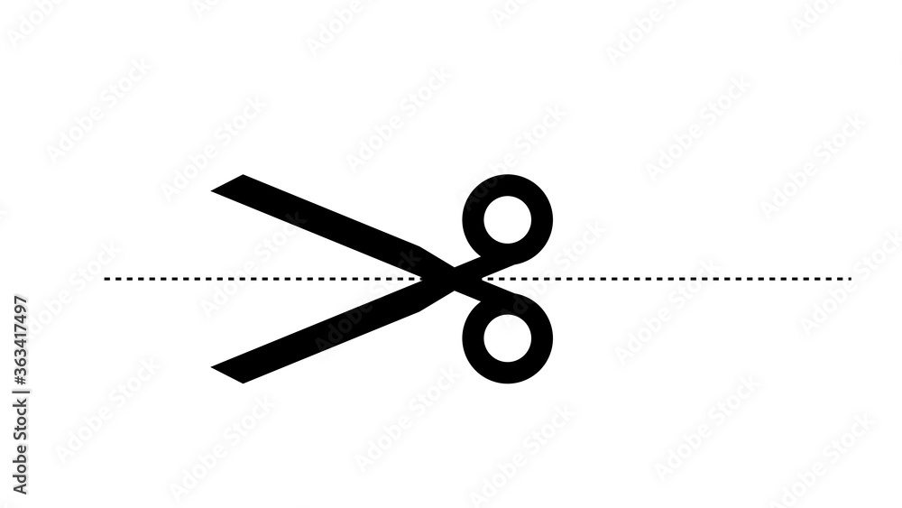Simple Scissor icon set cutting rectangular shape Simple Scissor icon set cutting rectangular shape