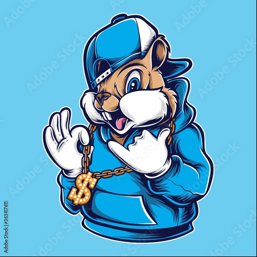 funky chipmunk with necklace vector