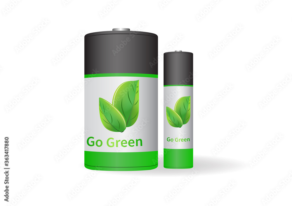 Vector illustrations of Go Green battery. Vector illustrations of Go Green battery.