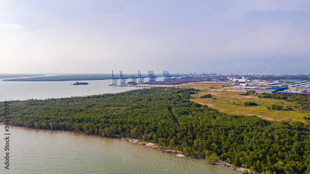 Aerial view to the Port of Klang
