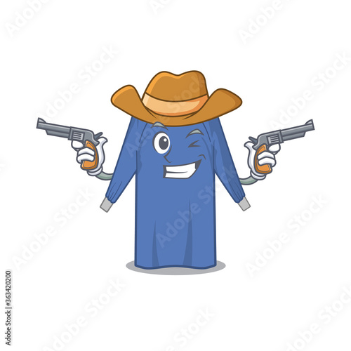 Cartoon character cowboy of disposable clothes with guns