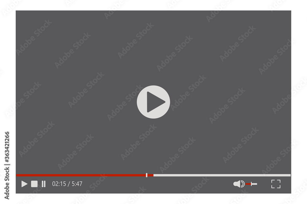 The frame of the playing video player. Playback control buttons. Vector user interface layout. Stock Photo. The frame of the playing video player. Playback control buttons. Vector user interface layout. Stock Photo.