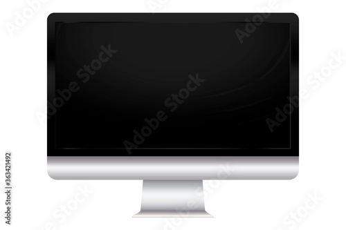 The layout of a computer monitor. Black screen pc. Layout flat screen. Vector image. Stock Photo.