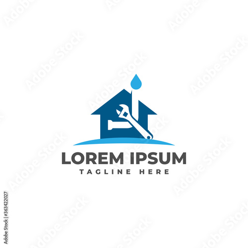 Home Plumbing Service Logo Vector Icon Illustration