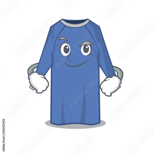 A cute arrogant caricature design of disposable clothes having confident gesture