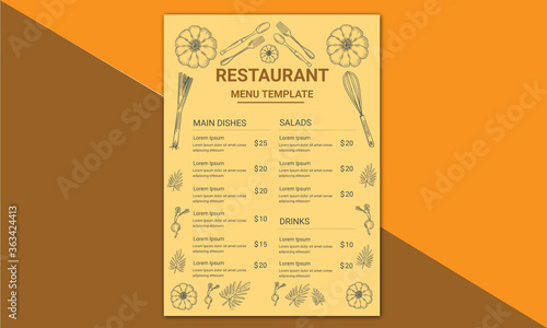 Restaurant dishes menu design template photo