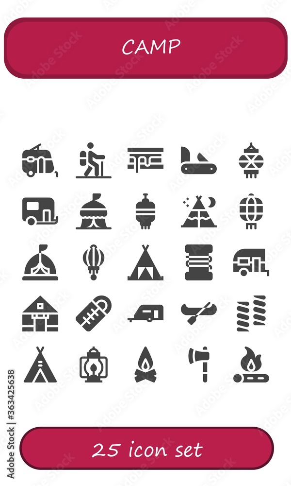 Modern Simple Set of camp Vector filled Icons Modern Simple Set of camp Vector filled Icons