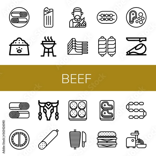 beef simple icons set