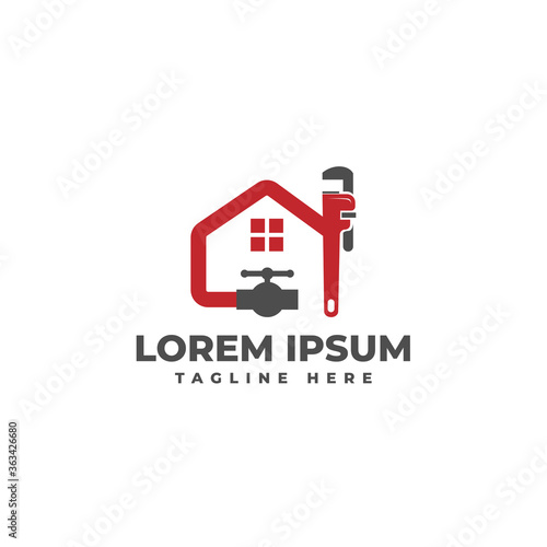 Home Plumbing Service Repair Logo Vector Icon Illustration