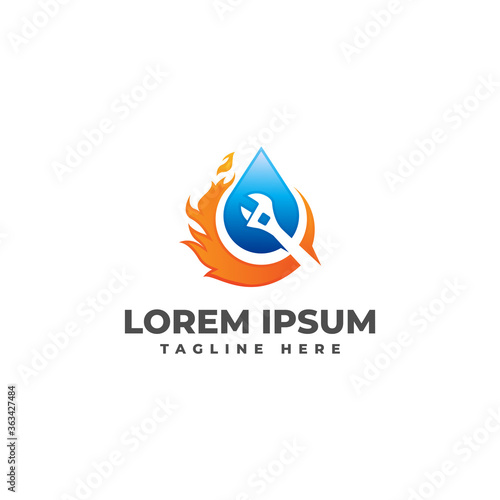 Plumbing Repair Gas and Water Logo Vector Icon Illustration