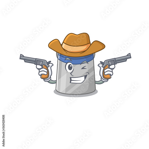 Cartoon character cowboy of face shield with guns
