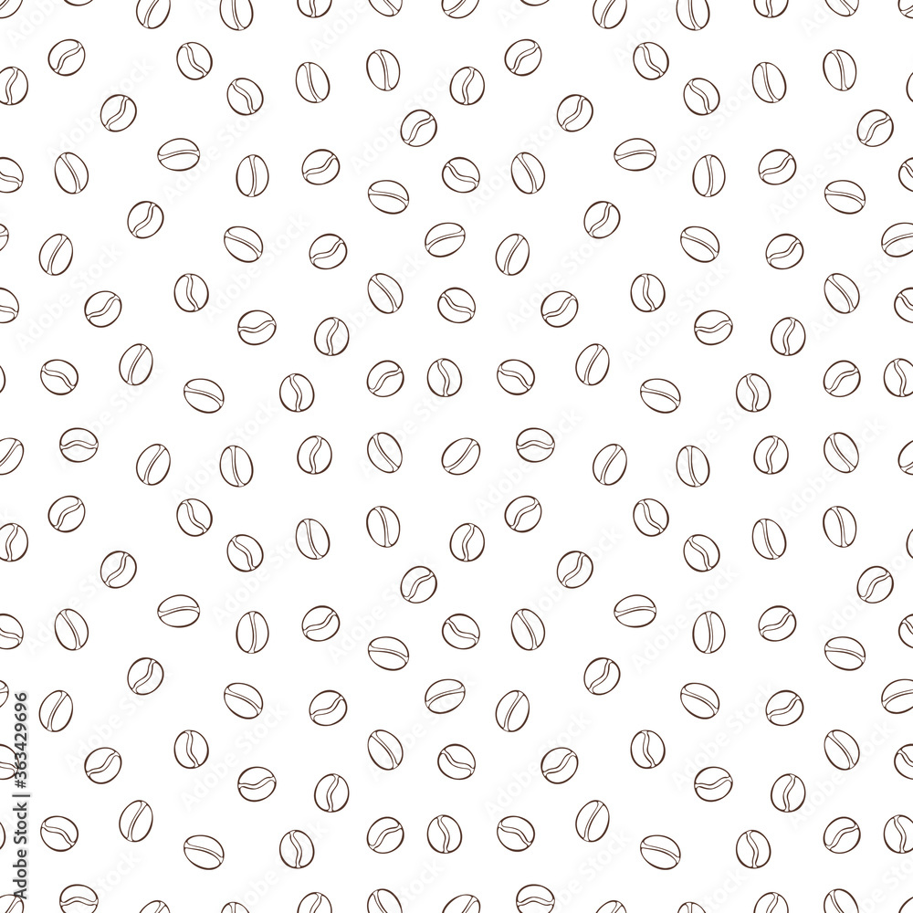 Coffee beans. Cartoon print. Seamless vector pattern (background).