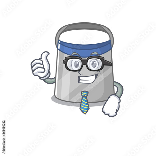 cartoon drawing of face shield Businessman wearing glasses and tie