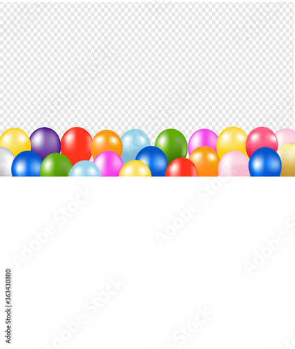 Colorful Balloons Border With Transparent Background With Gradient Mesh, Vector Illustration