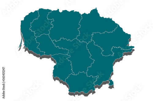 Map of Lithuania - Blue Geometric Rumpled Triangular   Polygonal Design For Your  High Detailed Blue Map of Lithuania isolated on white background. Vector illustration eps 10. - Vector