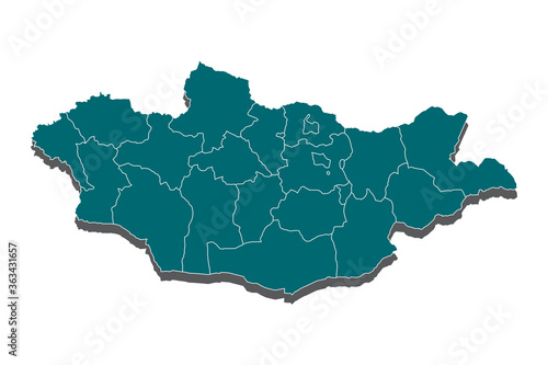 Mongolia map - blue geometric rumpled triangular low poly style gradient graphic background , polygonal design for your . Vector illustration eps 10. - Vector