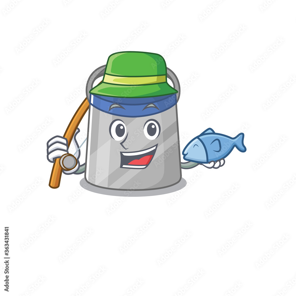 Cartoon design style of face shield goes to fishing Cartoon design style of face shield goes to fishing