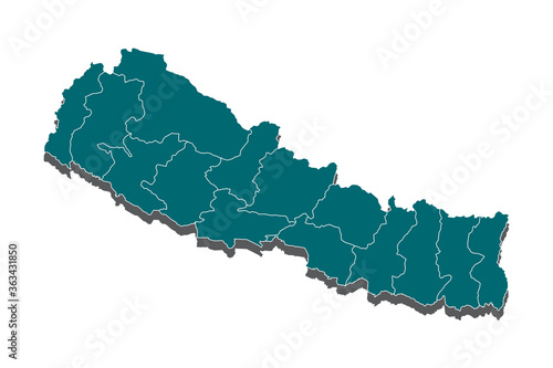 Map of Nepal - Blue Geometric Rumpled Triangular , Polygonal Design For Your. Nepal map - blue geometric rumpled triangular low poly style gradient graphic background. - Vector