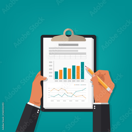 Professional report accounting design concept. statistic charts for planning and accounting, analysis, audit, management, marketing, research vector illustration.