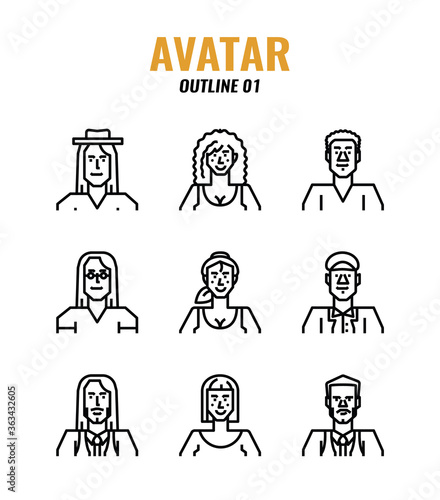 Avatar outline icons design 01.