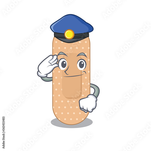 A handsome Police officer cartoon picture of standard bandage with a blue hat