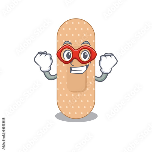 A cartoon mascot of standard bandage in a fantastic Super hero character