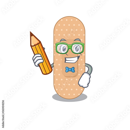 A student standard bandage mascot design study at home during pandemic