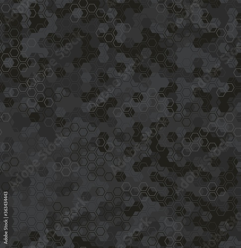 Vector background of grey dust digital hex camoflage pattern