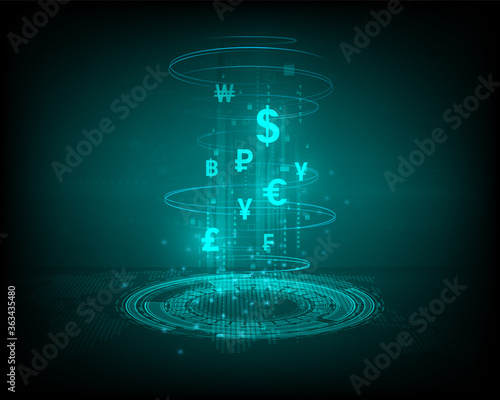 Currency exchange technology Blue abstract network