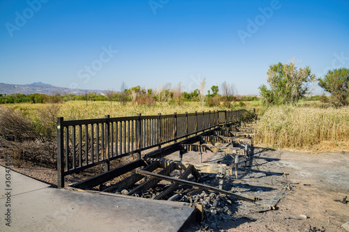 Bridge damaged by fire in Clark County Wetlands Park