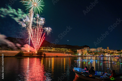 Photography Beautiful fireworks of July 4th at Lake Las Vegas
