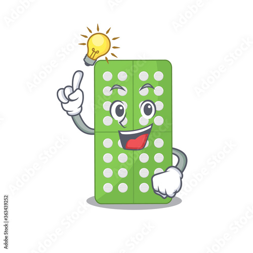 genius medicine pills Mascot character has an idea gesture