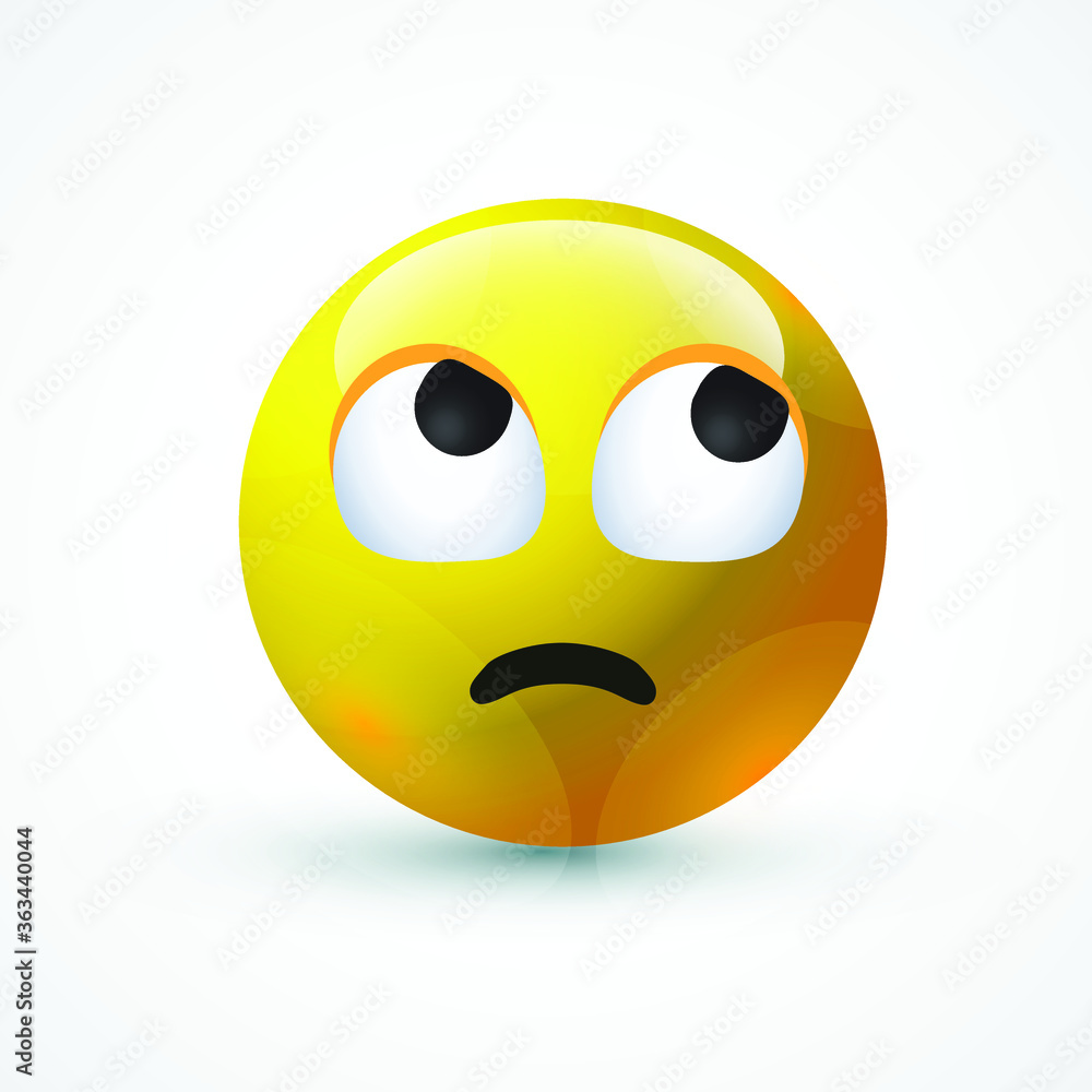 vector round yellow cartoon bubble Eye Roll emoticons comment social media  Facebook Instagram Whatsapp chat comment reactions, icon template face  emoji character message Stock Vector | Adobe Stock