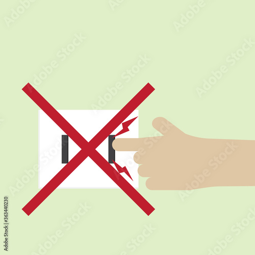 Don’t  point finger in to  power plug socket for safety concept