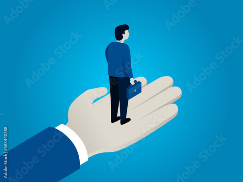 Business concept vector, big hand help businessman, b