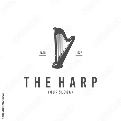 harp silhouette logo vector