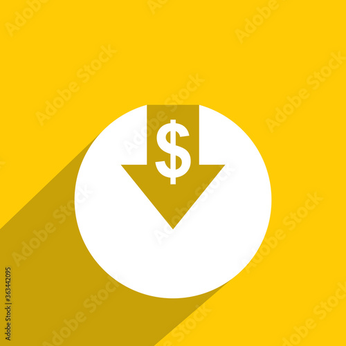 dollar icon goes down, Financial icon vector