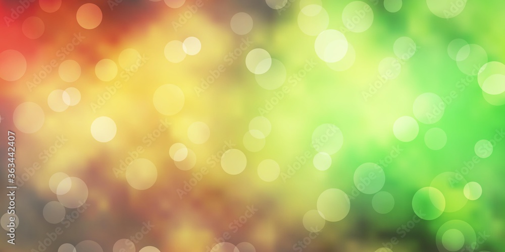 Obraz premium Light Green, Yellow vector background with circles. Abstract colorful disks on simple gradient background. Pattern for websites, landing pages.