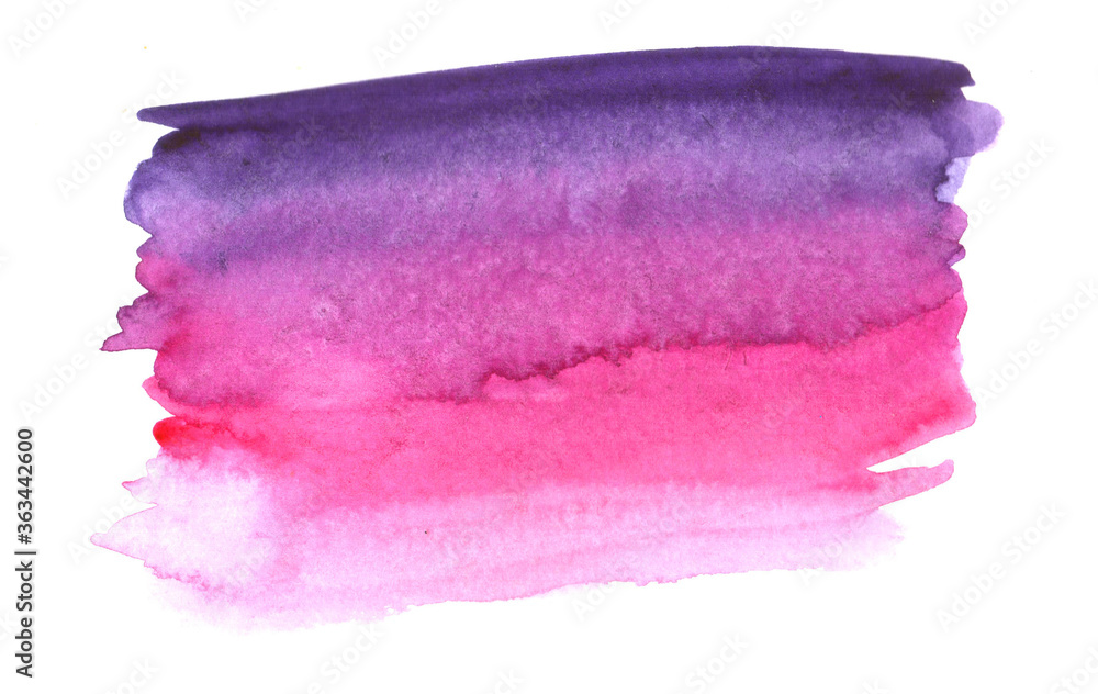 watercolor fill texture, color transition from purple to pink using the wet technique, abstract freehand watercolor stain