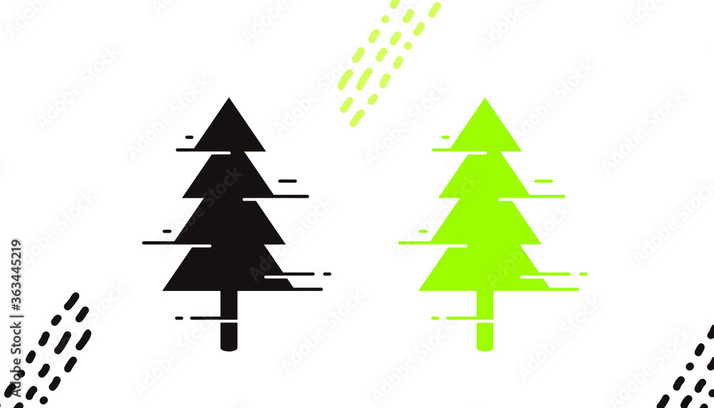 two different color of tree simple icon illustration vector two different color of tree simple icon illustration vector