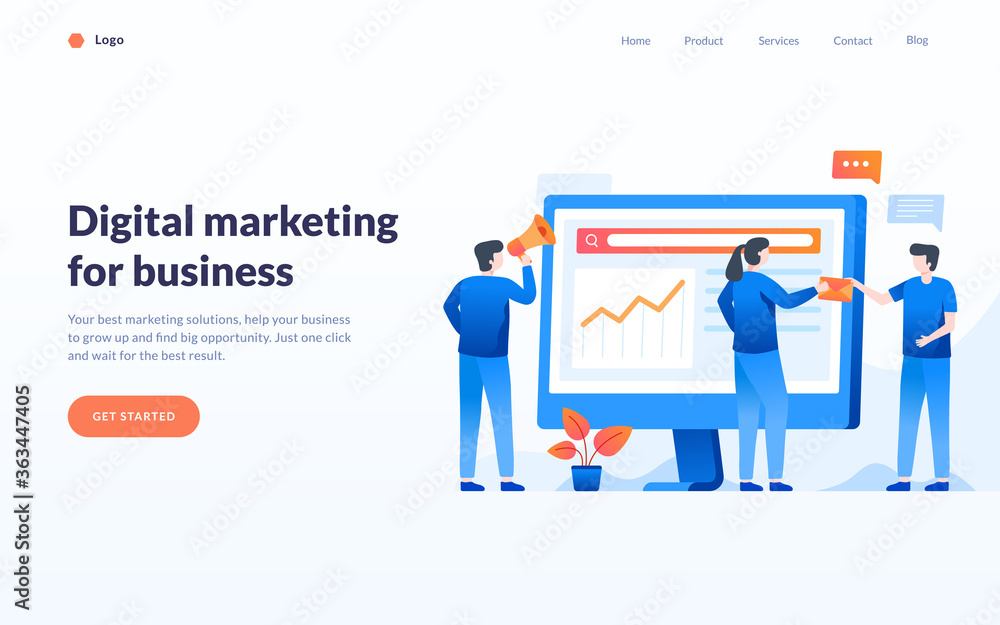 Digital marketing concept, group of people work together, business strategy illustration, banner, tempalte, web ui Digital marketing concept, group of people work together, business strategy illustration, banner, tempalte, web ui
