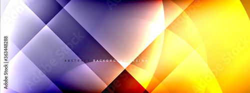 Vector abstract background - circle and cross on fluid gradient with shadows and light effects. Techno or business shiny design templates for text