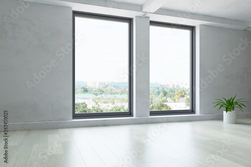 Room Wall with Panoramic Window 3D Illustration