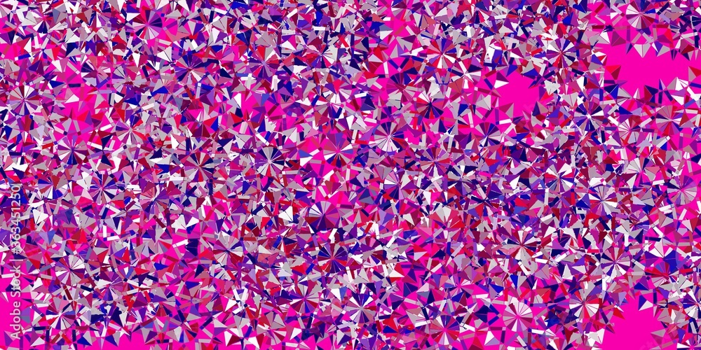 Fototapeta premium Light purple, pink vector texture with bright snowflakes.