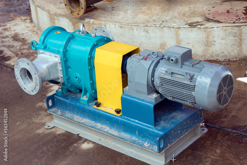 Canvas Print View of the horizontally mounted lobe pump for storage tank