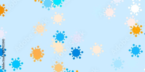 Light blue, yellow vector pattern with coronavirus elements.