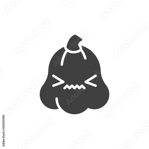 Scared pumpkin face vector icon. filled flat sign for mobile concept and web design. Pumpkin astonished face glyph icon. Symbol, logo illustration. Vector graphics