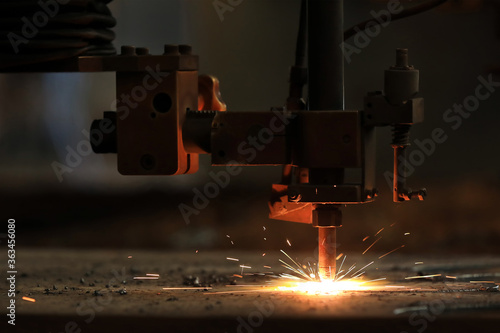 Cnc oxy - fuel cutting machine. Typical materials cut with a plasma torch include steel.