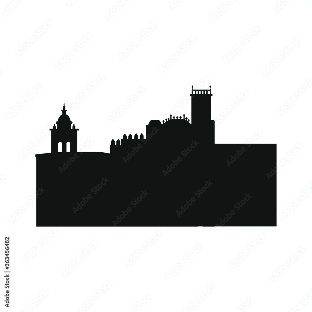 silhouette cathedral of orense city in spain